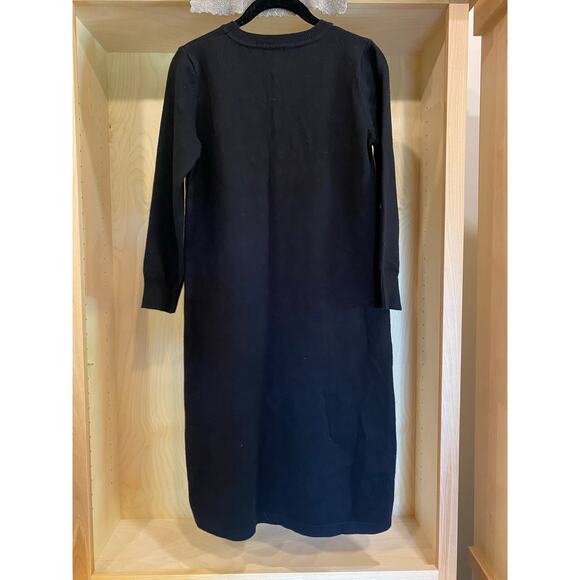 Black and brown 60's modern knee length sweater dress - Picture 4 of 4